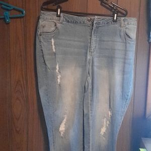 Woman Within Distressed Straight Leg Jeans